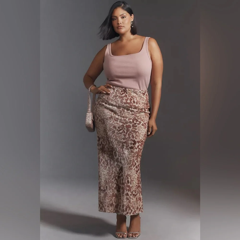 NWT Anthropologie The Tilda Maxi Slip Leopard Skirt: Velvet Edition, Size XS